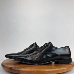 Mens John Richmond Black Leather Pointed Toe Oxford Dress Shoes Size 44 US 11 M